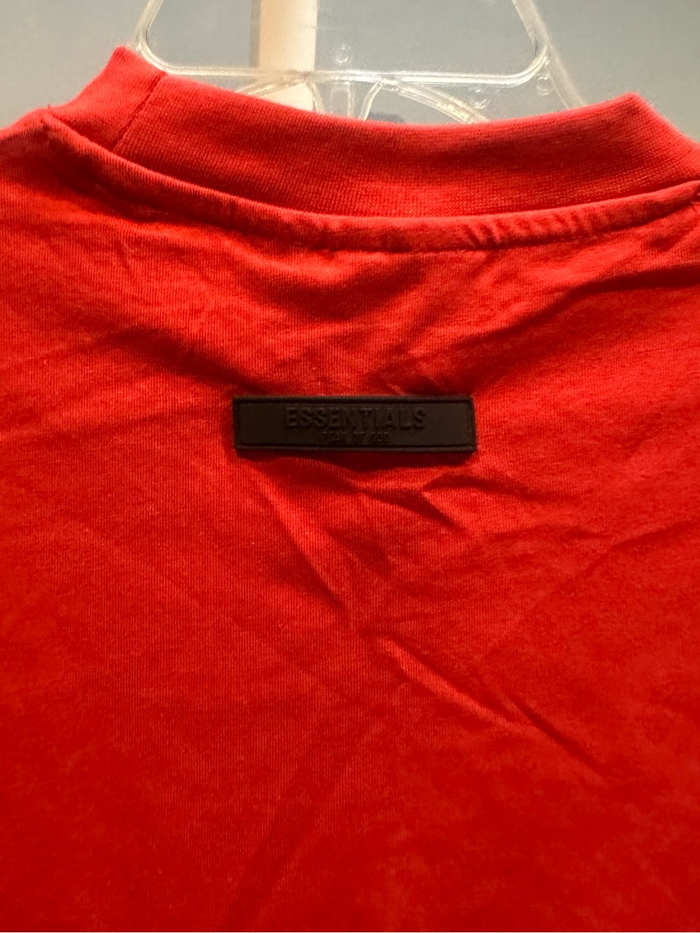 Fear of God Men’s Essentials Red Tee with Raised Font Size Large NWOT - Picture 4 of 9